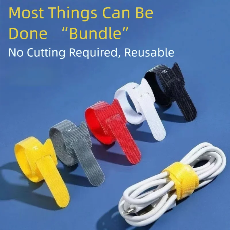Cable Velcro Strap - Organizador de cabos reutilizável sem cortes,