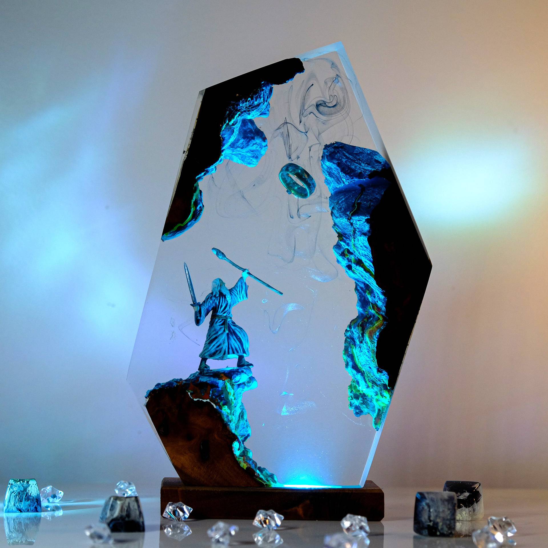 Desk Setup Desk - Luminária de Resina com Figura de