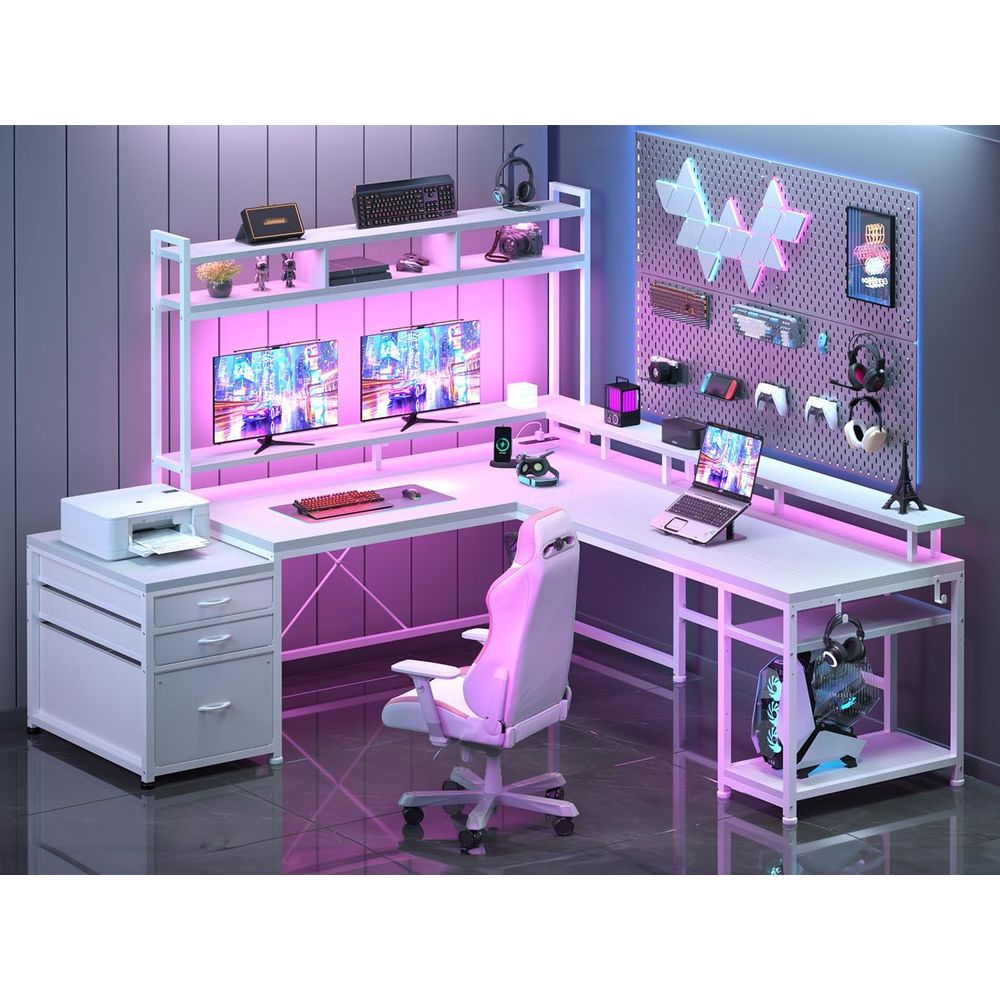 Mesa em L de 104 polegadas par - Desk Setup No Computer avaliação e preço