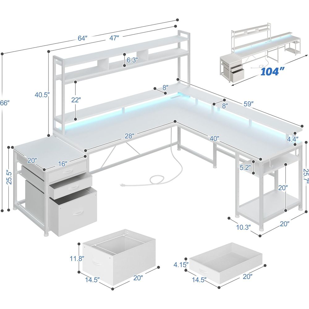 Mesa em L de 104 polegadas par - Desk Setup No Computer avaliação e preço