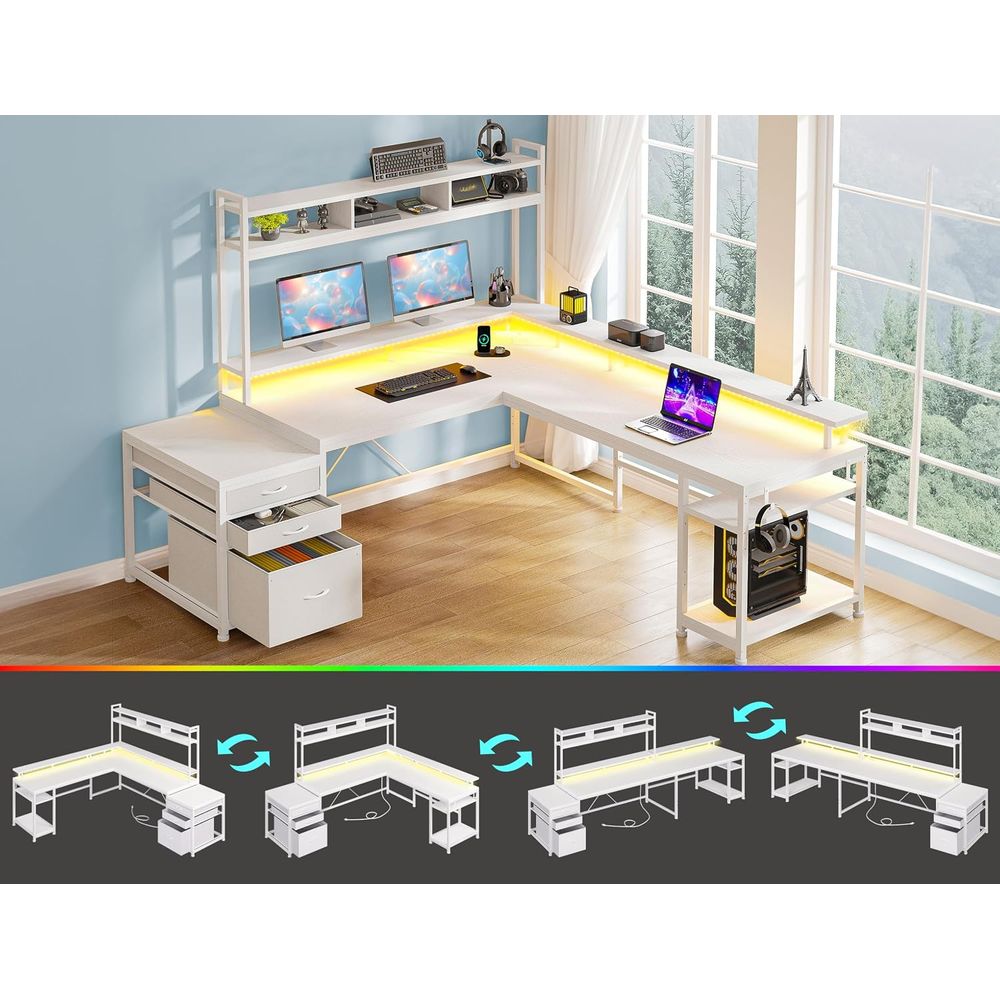 Mesa em L de 104 polegadas par - Desk Setup No Computer avaliação e preço