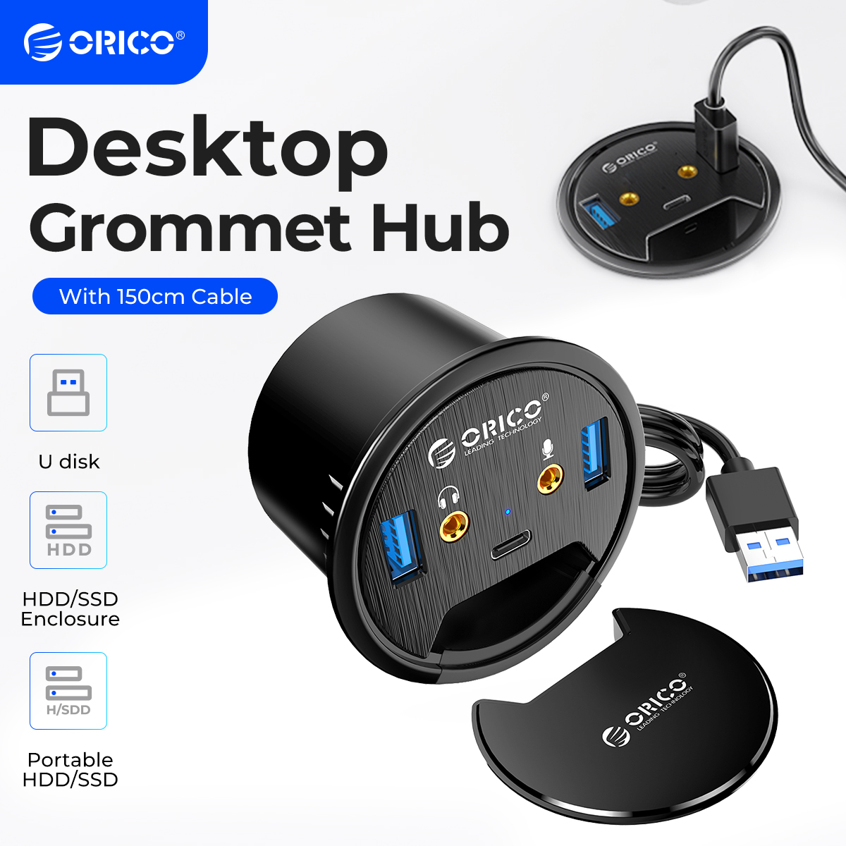 Orico desktop grommet usb 3.0  - Desk Setup Hub avaliação e preço